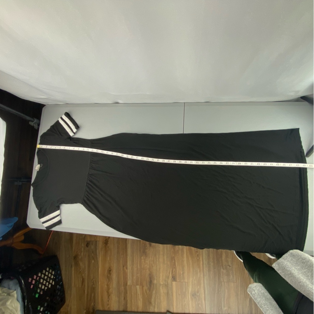 Emberley knit black maxi dress with white striped short sleeves, sz XS - Picture 6 of 8